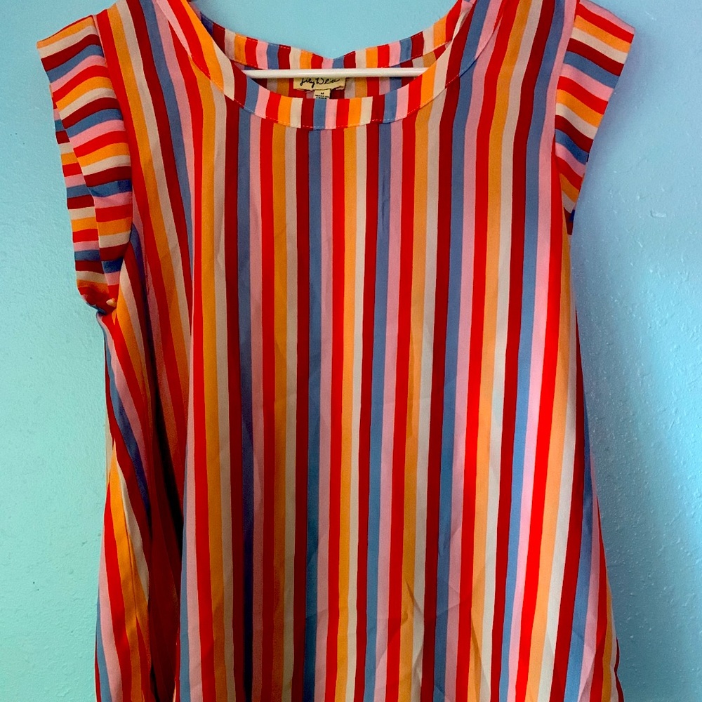 Lily White Short Sleeve Striped blouse Sz M 👚
